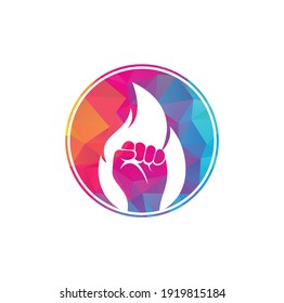  Fire Fist Logo Vector. Revolution Protest Flame Fist Symbol. Web Icon Logo Template Design Element.