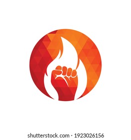 Fire Fist Logo Vector. Revolution Protest Flame Fist Symbol. Web Icon Logo Template Design Element.