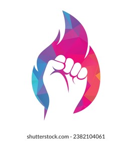 Fire Fist Logo Vector. Revolution Protest Flame Fist Symbol. 