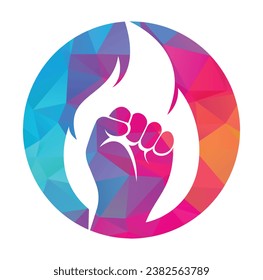 Fire Fist Logo Vector. Revolution Protest Flame Fist Symbol. 