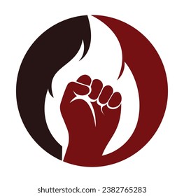 Fire Fist Logo Vector. Revolution Protest Flame Fist Symbol. 