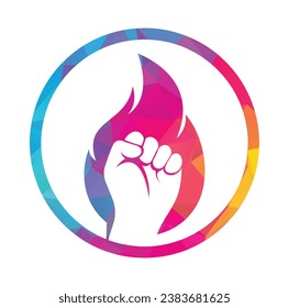 Fire Fist Logo Vector. Revolution Protest Flame Fist Symbol. 