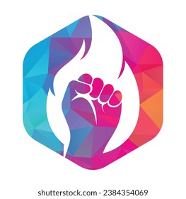 Fire Fist Logo Vector. Revolution Protest Flame Fist Symbol. 