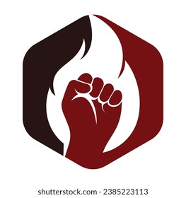 Fire Fist Logo Vector. Revolution Protest Flame Fist Symbol. 