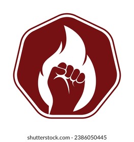 Fire Fist Logo Vector. Revolution Protest Flame Fist Symbol. 