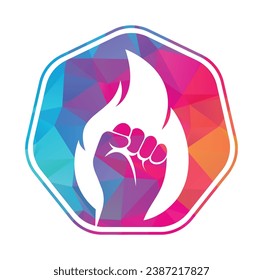 Fire Fist Logo Vector. Revolution Protest Flame Fist Symbol. 