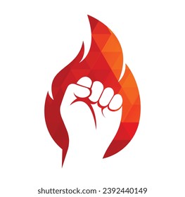 Fire Fist Logo Vector. Revolution Protest Flame Fist Symbol. 