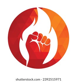 Fire Fist Logo Vector. Revolution Protest Flame Fist Symbol. 