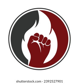 Fire Fist Logo Vector. Revolution Protest Flame Fist Symbol. 