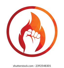 Fire Fist Logo Vector. Revolution Protest Flame Fist Symbol. 