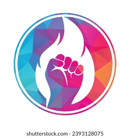 Fire Fist Logo Vector. Revolution Protest Flame Fist Symbol. 