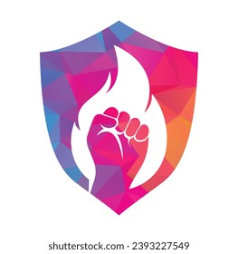 Fire Fist Logo Vector. Revolution Protest Flame Fist Symbol. 