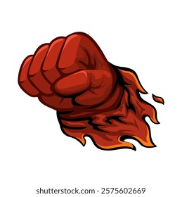 Fire Fist Punch Cartoon Illustration Vector