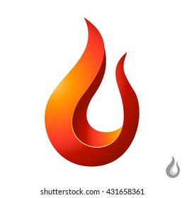 Fire, Flame - 3D Logo, Icon 