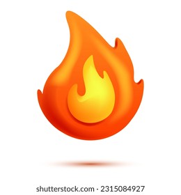 Fire flame 3d vector. Cartoon 3d isolated vector illustration