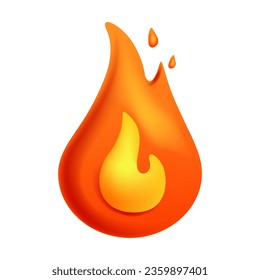 Fire flame 3d vector. Cartoon 3d isolated vector illustration