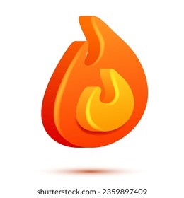Fire flame 3d vector. Cartoon 3d isolated vector illustration