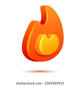 Feuerflamme, 3D-Vektorgrafik. Cartoon 3d einzelne Vektorgrafik