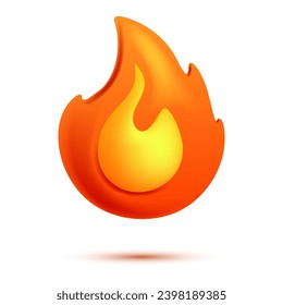 Fire flame 3d vector. Cartoon 3d isolated vector illustration