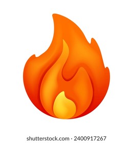 Fire flame 3d vector. Cartoon 3d isolated vector illustration