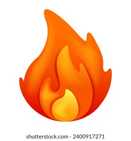 Fire flame 3d vector. Cartoon 3d isolated vector illustration
