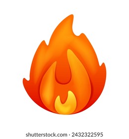 Fire flame 3d vector. Cartoon 3d isolated vector illustration