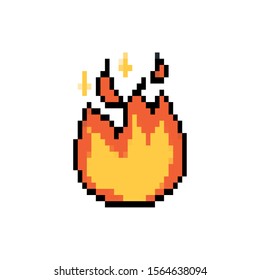 fire flame 8 bits pixelated style icon vector illustration design