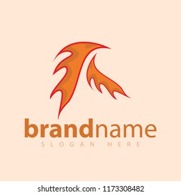 fire flame abstract Bird logo icon vector template