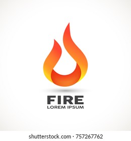 Fire flame abstract icon in vector format