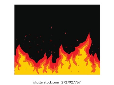 Caricatura de fundo da chama de fogo. Ilustração do plano de fundo do vetor quente 