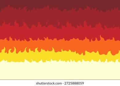 Fondo de llama de fuego. Ondas de fuego de cinco capas con transiciones de color suaves. Fondo de tema de fuego con un patrón. Vector plano para incendios forestales, energía, calor, textura, sol y ola de calor.