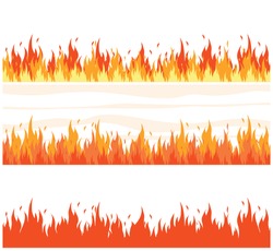 Fire Flame Background. Set Of Fire Banner. Vector Illustration.