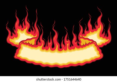 Fire Flame Banner Bottom Arch Scroll is an illustration of a bottom arch flaming scroll banner with open space for your own text. Great promotional image for firefighters, cookouts & barbecues.