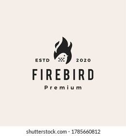 fire flame bird hipster vintage logo vector icon illustration