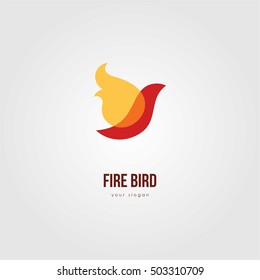 FIRE FLAME BIRD WING RED TEMPLATE EMBLEM