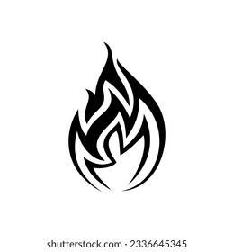 Fuego, llama. llama negra en estilo abstracto sobre fondo blanco.