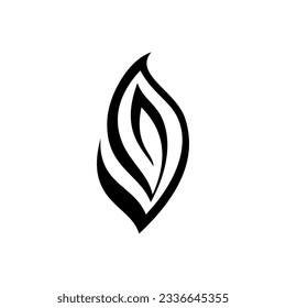 Fire, flame. black flame in abstract style on white background.