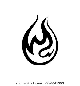 Fuego, llama. llama negra en estilo abstracto sobre fondo blanco.