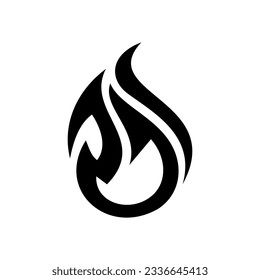Fire, flame. black flame in abstract style on white background.