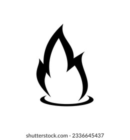 Fire, flame. black flame in abstract style on white background.