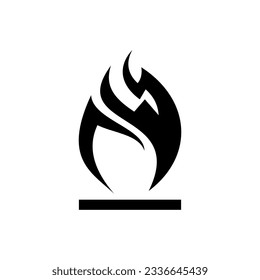 Fuego, llama. llama negra en estilo abstracto sobre fondo blanco.