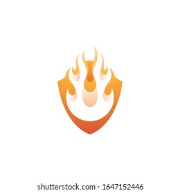 Fire Flame Blaze and Shield Logo Icon