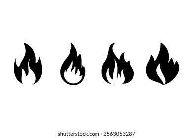 Fire Flame Blaze Symbol Silhouette in Black and White