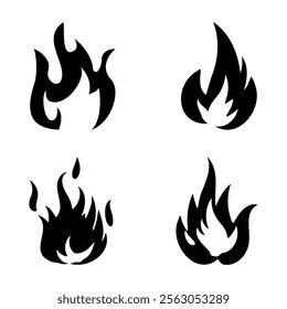 Fire Flame Blaze Symbol Silhouette in Monochrome