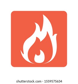 fire flame block line style icon vector illustration design