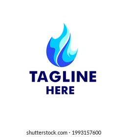 Icono del logotipo azul de la llama de fuego Icono del logotipo ilustración del vector colorido simple