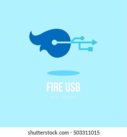 FIRE FLAME BLUE TEMPLATE EMBLEM