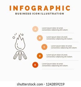 fire, flame, bonfire, camping, camp Infographics Template for Website and Presentation. Line Gray icon with Orange infographic style vector illustration