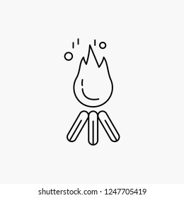 fire, flame, bonfire, camping, camp Line Icon. Vector isolated illustration