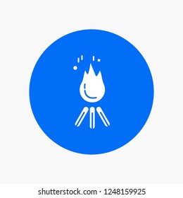 fire, flame, bonfire, camping, camp White Glyph Icon in Circle. 